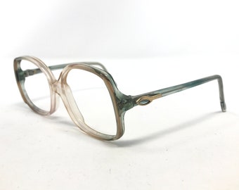 Vintage Ladies Eyeglasses Glasses Frame Clear Green Square Used Frames Retro