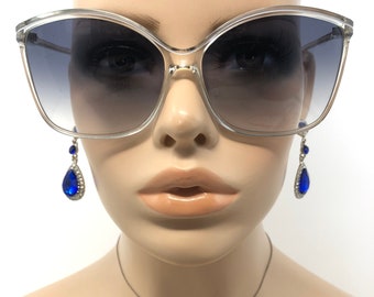 Vintage Ladies Oversized Sunglasses Clear Square Sun Shades Frames Glasses Retro