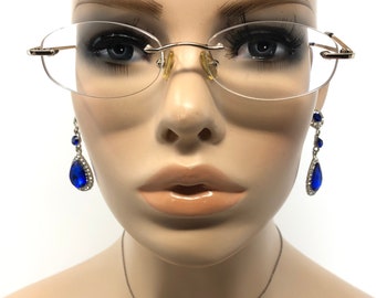 Vintage Dollond & Aitchison Eyeglasses Glasses Frames Gold Rimless Oval Eyeglasses Frame Retro