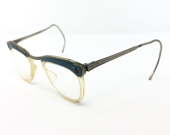 Vintage Childs Coiled Arms Eyeglasses Glasses Frames Blue Browline Eyeglasses Frame Retro Kids
