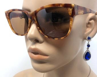 Vintage dames zonnebril bruin vierkant zonneschermen frames glazen retro