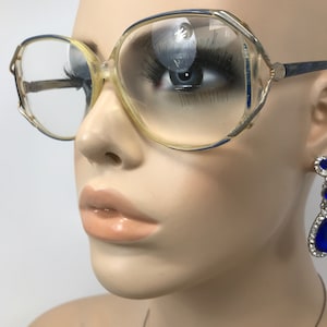Vintage Ladies Eyeglasses Glasses Frame Blue Clear Square Used Eyeglass Frames Retro