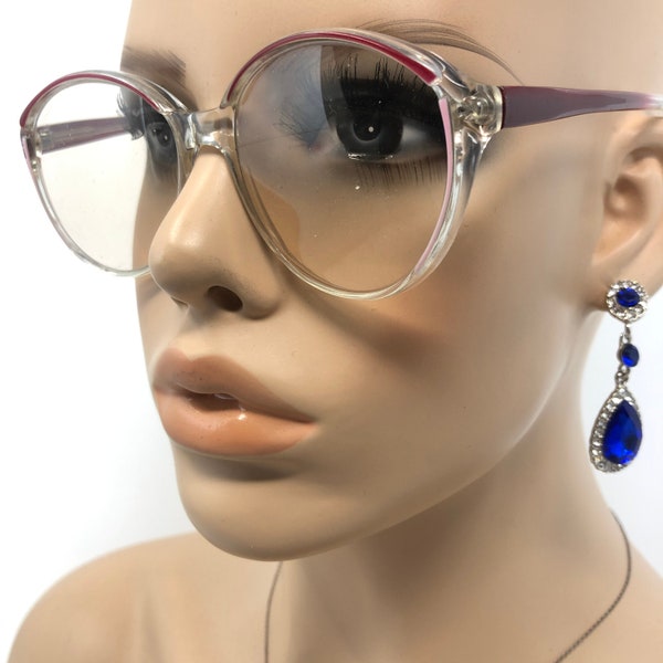 Vintage Round Panto Eyeglasses Opti Penny Glasses Frame Red Clear Used Eyeglass Frames Retro