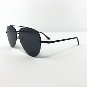 Vintage Pilot Sunglasses Black Half Rim Sun Shades Frames Glasses Retro Unisex Mens Ladies