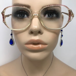 Vintage Pennine Diamond Shella Anteojos Marcos Rosa Claro Cuadrado Anteojos Marco Retro