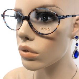 Vintage Oval Eyeglasses Skaga Glasses Frame Blue Used Eyeglass Frames Retro