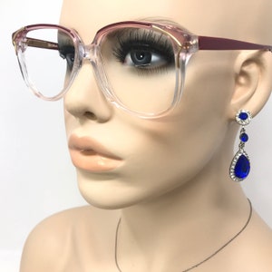 vintage K.Blyth La Scala Lunettes Lunettes Cadre Rouge Rose Carré Utilisé Lunettes Cadres Rétro Italie