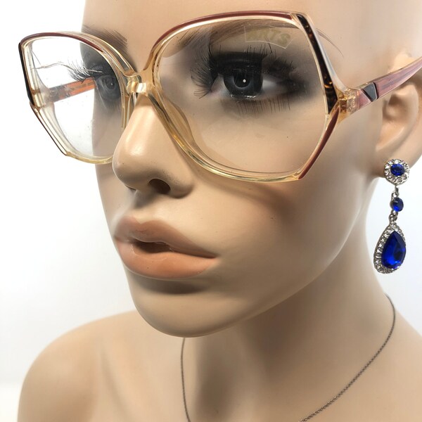 Vintage Ladies Eyeglasses Glasses Frames Brown Clear Square Eyeglasses Frame Retro