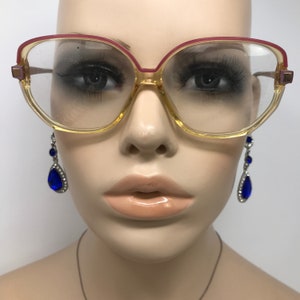 Vintage Ladies Eyeglasses Glasses Frames Pink Clear Square Eyeglasses Frame Retro