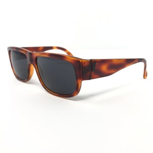 Vintage Samco Sunglasses Brown Tortoise Square Flat Top Sun Shades Frames Glasses Retro Unisex Mens Ladies