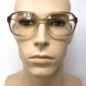 Vintage Dunelm Fred Eyeglasses Glasses Frame Red Clear Square Used Eyeglass Frames Retro image 1