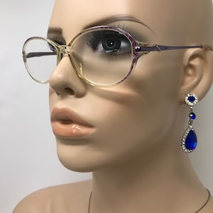 Vintage Oval Eyeglasses Glasses Frame Purple Clear Used Eyeglass Frames Retro