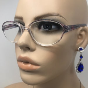 Vintage Sadio Eyeglasses Glasses Frame Clear Pink Oval Used Eyeglass Frames Retro