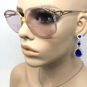 Vintage Chantelle MOD 609 Okulary Oprawki Okularów Złoty Kwadrat Używane Oprawki Okularów Retro