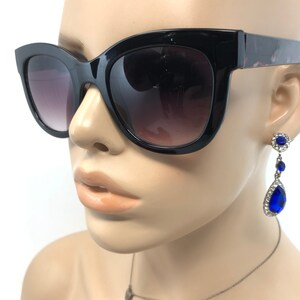 Vintage 133G Sunglasses Black Square Sun Shades Frames Glasses Retro