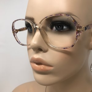 Vintage Clipwell Shermaine Eyeglasses Glasses Frames Clear Flecked Square Eyeglasses Frame Retro