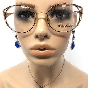 Vintage Yves Saint Laurent 4091 Y119 NOS Eyeglasses Glasses Frames Gold Round Eyeglasses Frame Retro