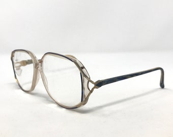 Vintage Pennine Lulu Eyeglasses Glasses Frames Blue Oversized Eyeglasses Frame Retro