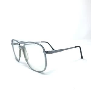 Vintage Mens Pilot Eyeglasses Glasses Frames Silver Square Eyeglasses Frame Retro