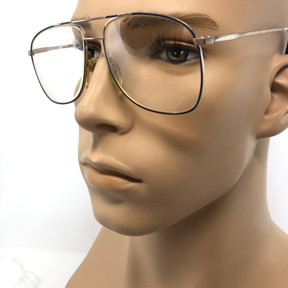 Vintage Mens Pilot Eyeglasses Glasses Frames Blue… - image 2