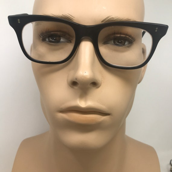 Vintage Mens Eyeglasses Glasses Frames Black Geek… - image 1
