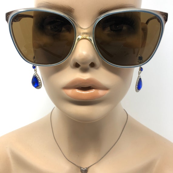 Vintage Cat Eye Sunglasses EB Blue Ladies Sun Shades Frames  display picture 2