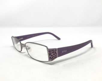 vintage Janet Reger 4007 montures de lunettes de vue rectangulaires violettes rétro