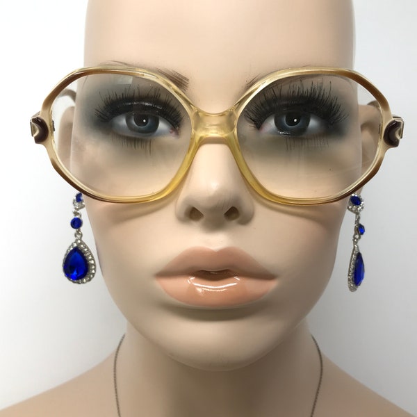 Lunettes de vue Margot vintage, monture de lunettes carrée ambrée marron, occasion rétro France