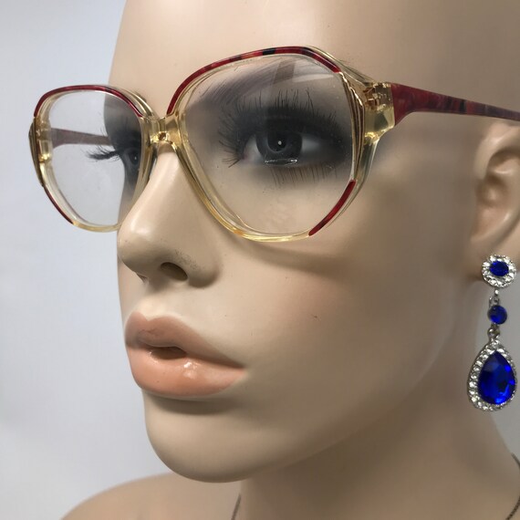Vintage Ladies Eyeglasses Glasses Frames Red Clea… - image 2