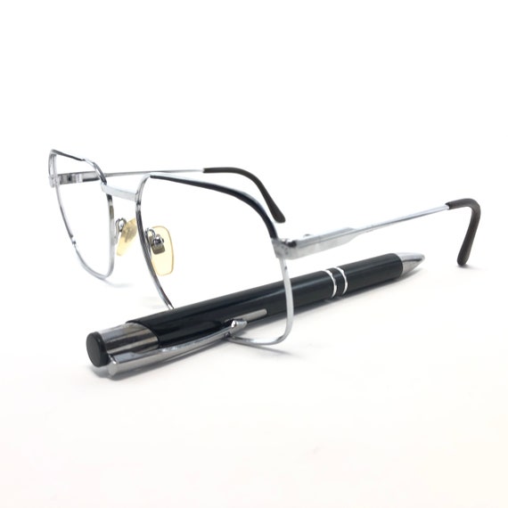Vintage Mens Eyeglasses Glasses Frames Silver Squ… - image 3