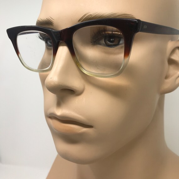 Vintage Mens Geek Eyeglasses Glasses Frames Brown… - image 2