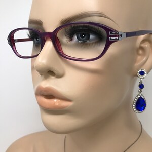 Vintage Specsavers Unisex 122 Glasögonbågar Lila Ovala Glasögonbågar Retro Herr Dam bild 3
