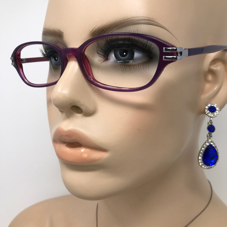 Vintage Specsavers Unisex 122 Glasögonbågar Lila Ovala Glasögonbågar Retro Herr Dam bild 3