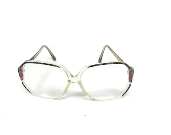 Vintage Jaeger glasögonbåge klar brun överdimensionerad begagnad glasögonbåge retro