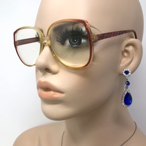 Vintage Tina Eyeglasses Glasses Frame Red Clear Square Used Eyeglass Frames Retro