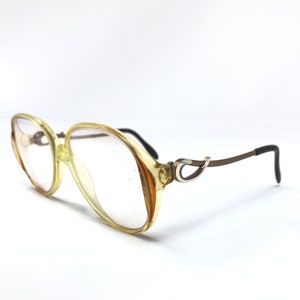 Vintage Ladies Eyeglasses Glasses Frames Amber Yellow Rounded Eyeglasses Frame Retro