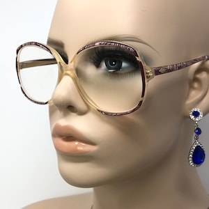 Vintage Ladies Eyeglasses Glasses Frame Red Clear Square Used Eyeglasses Frames Retro