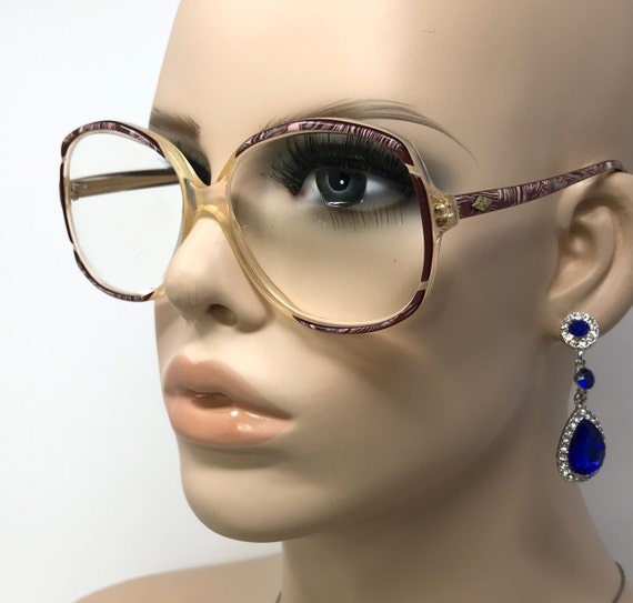 Vintage Ladies Eyeglasses Glasses Frame Red Clear… - image 1