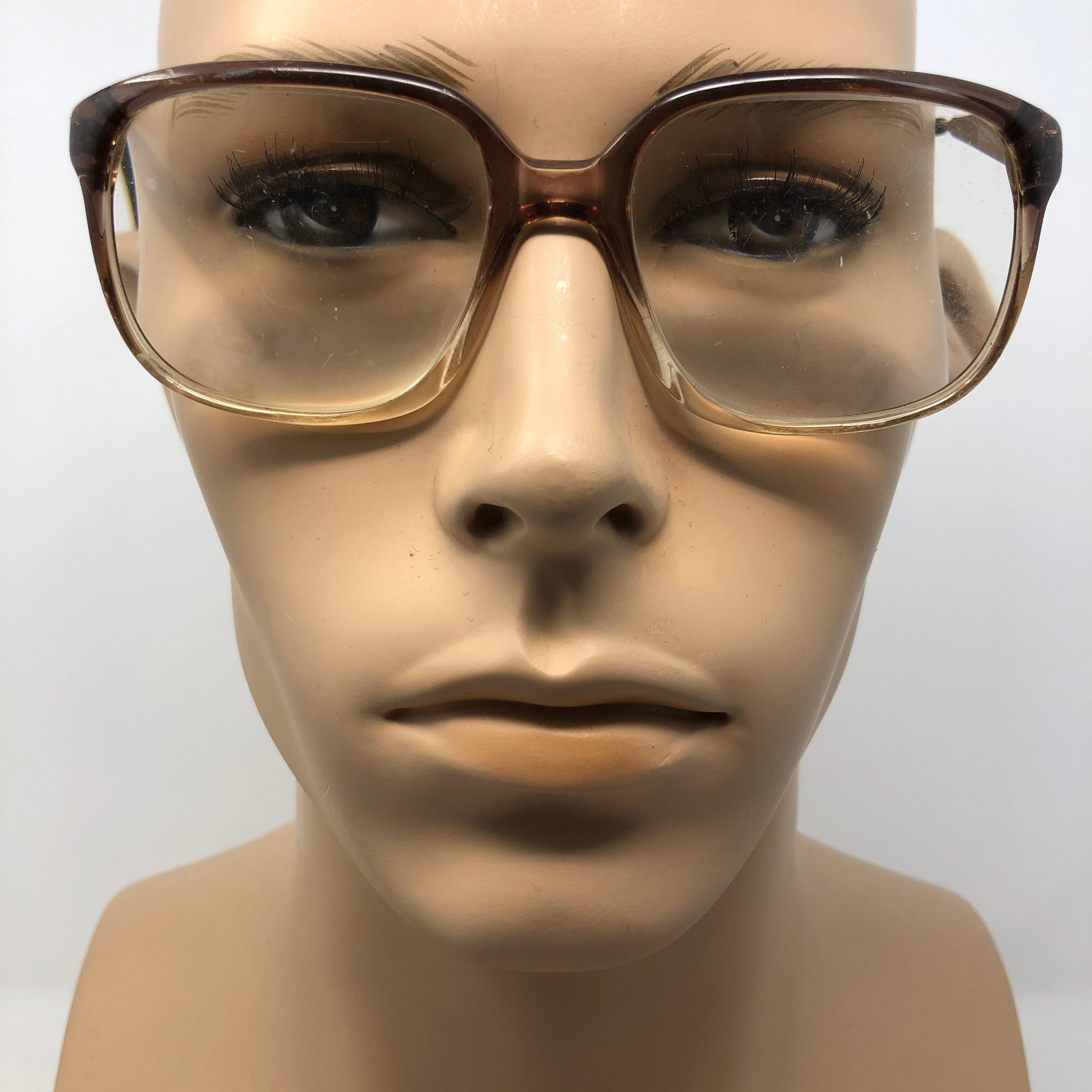 Vintage Nigura Eyeglasses Glasses Frame Brown Clear Square Etsy
