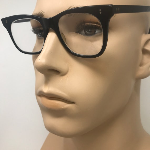 Vintage Mens Eyeglasses Glasses Frames Black Geek… - image 2