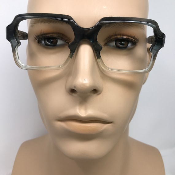 Vintage Mens Geek Eyeglasses Glasses Frames Grey … - image 1