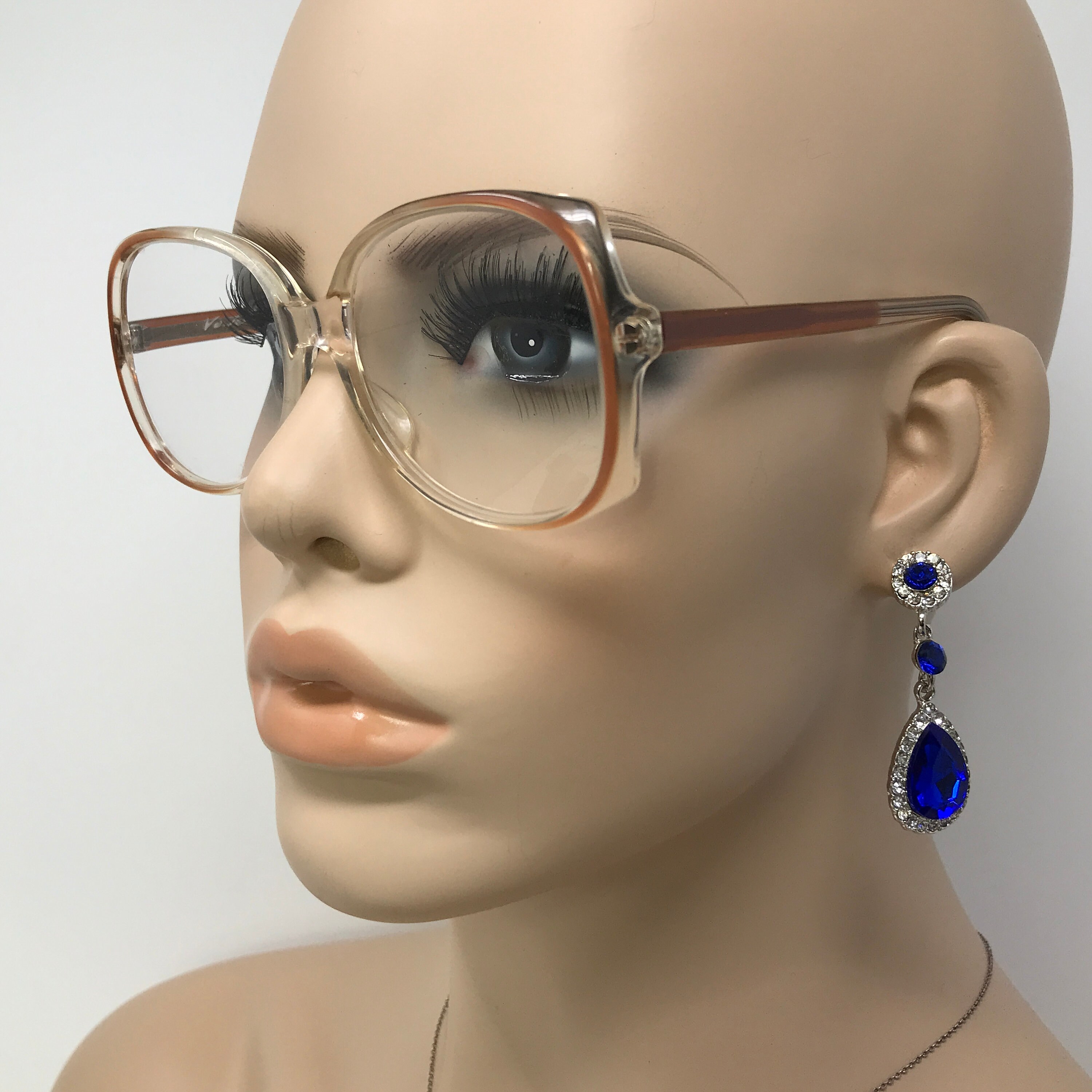 Vintage Vertex Eyeglasses Glasses Frame Clear Orange Square Used