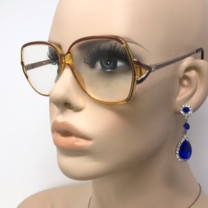 Vintage Vienna Line Eyeglasses Glasses Frame Amber Square Used Eyeglass Frames Retro Austria