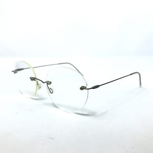 Vintage Microlite 8656 Eyeglasses Glasses Frames Silver Round Rimless Eyeglasses Frame Retro