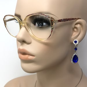Vintage Dunelm Chantelle Eyeglasses Glasses Frame Clear Red Square Used Eyeglass Frames Retro