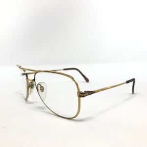 Vintage Luxottica Gep-18 Eyeglasses Glasses Frames Gold Pilot Eyeglasses Frame Retro