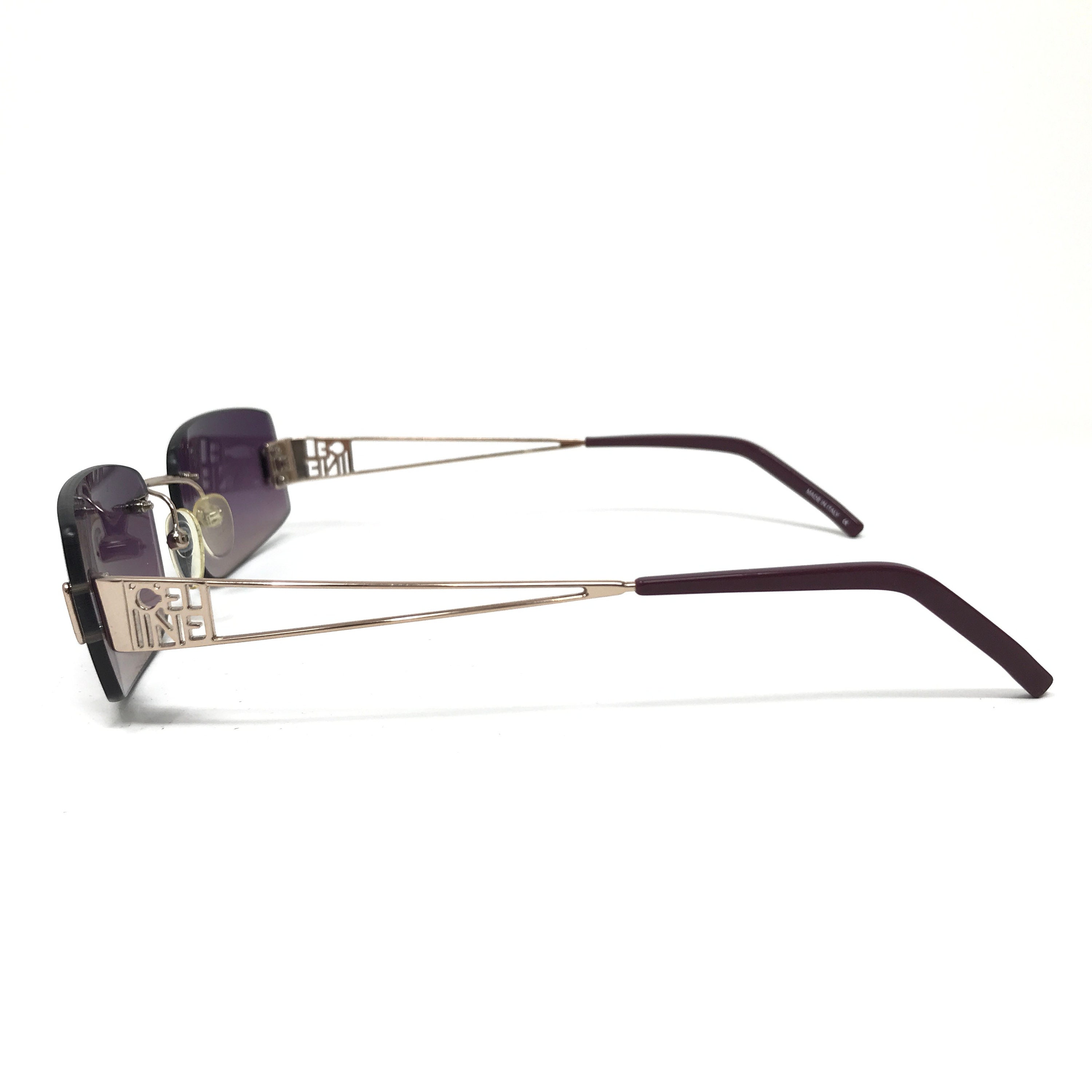 Vintage Celine SC 1126 Sunglasses Rimless Gold Rectangle Metal Sun