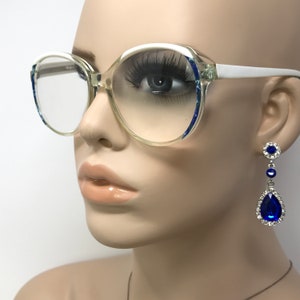 Vintage Dunelm Dorothy Eyeglasses Glasses Frame Clear Brown Square Used Eyeglass Frames Retro