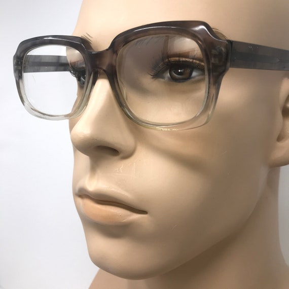 Vintage Mens Geek Eyeglasses Glasses Frames Grey E
