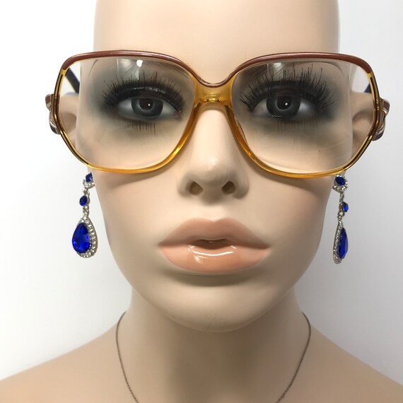 Vintage Vienna Line Eyeglasses Glasses Frame Amber Sq… Gem